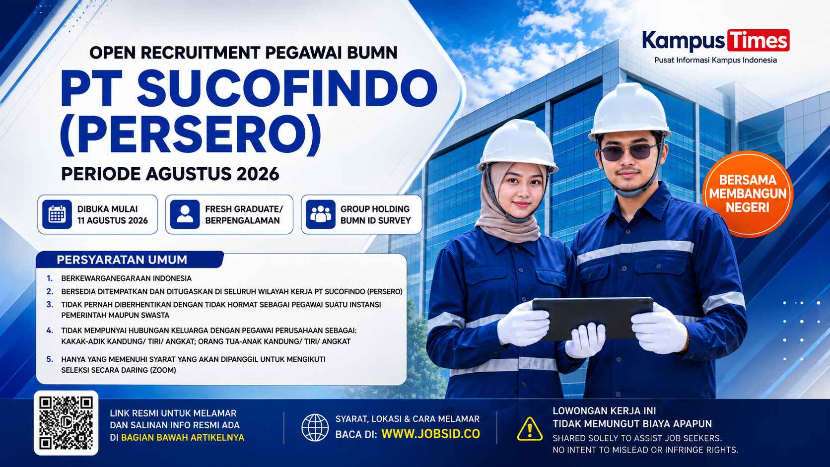 Lowongan Kerja BUMN PT SUCOFINDO Agustus 2026 Dibuka, Cek Syarat dan Cara Melamar